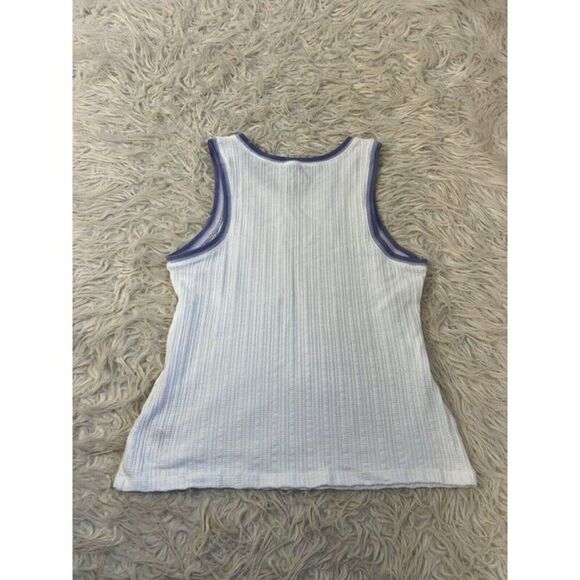 Anthropologie Saturday Sunday Seidler Ribbed Tank Top White & Purple Size Large - Picture 2 of 8